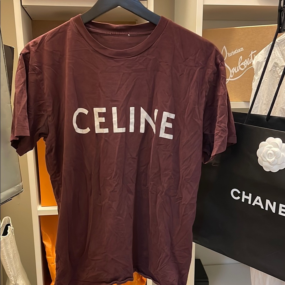 Celine Burgundy T-Shirt